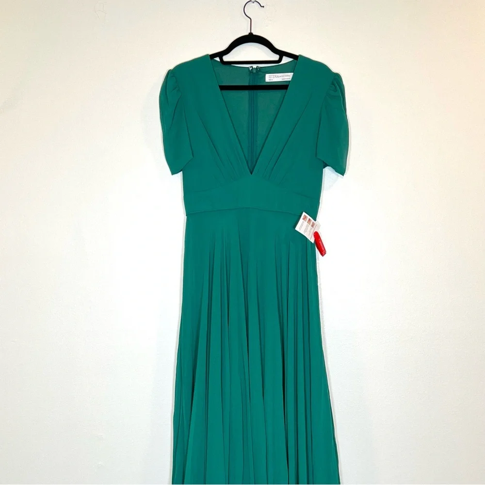 Mac‎ Duggal 55681 Womens Size 6 Green Short Puff Sleeve V-Neck Long Maxi Dress